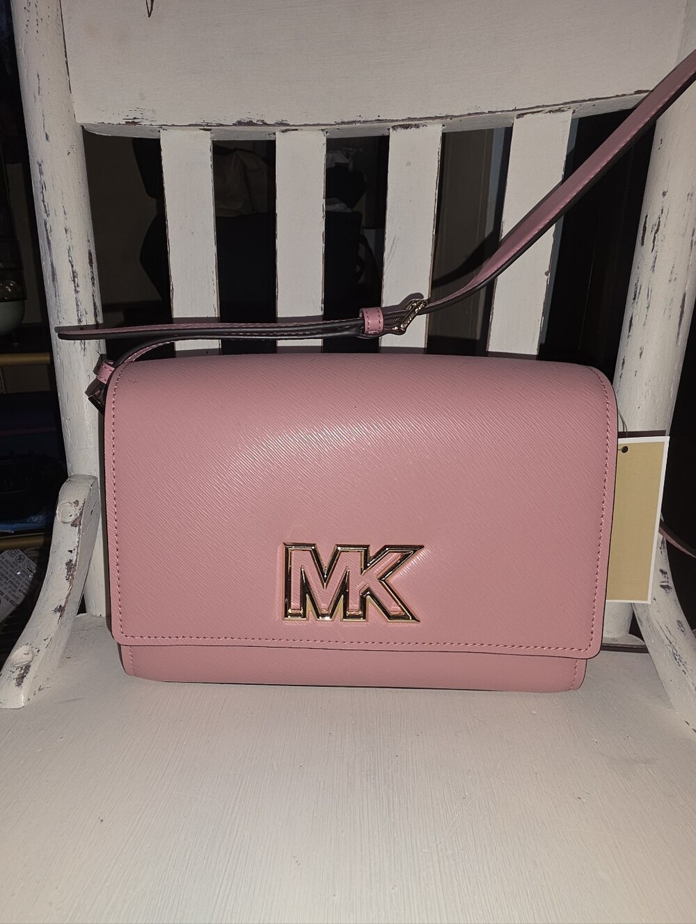 NWT Michael Kors Mimi Medium Flap Messenger Primrose Pink Leather
